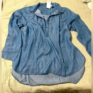Chambray 1/2 button up NWT
